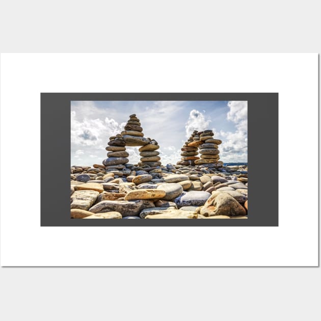 Rock Cairns, Amroth, Wales Wall Art by tommysphotos